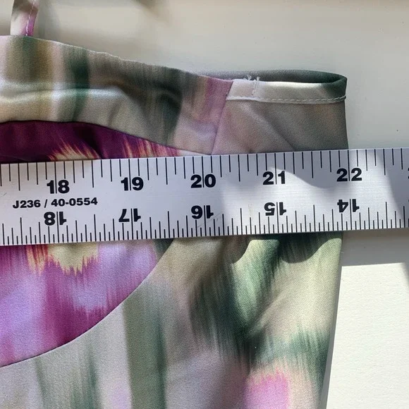 Cider Dress‎ Womens 2XL Watercolor Ruched Retro Disco Satin Midi Romantic - Picture 7 of 9